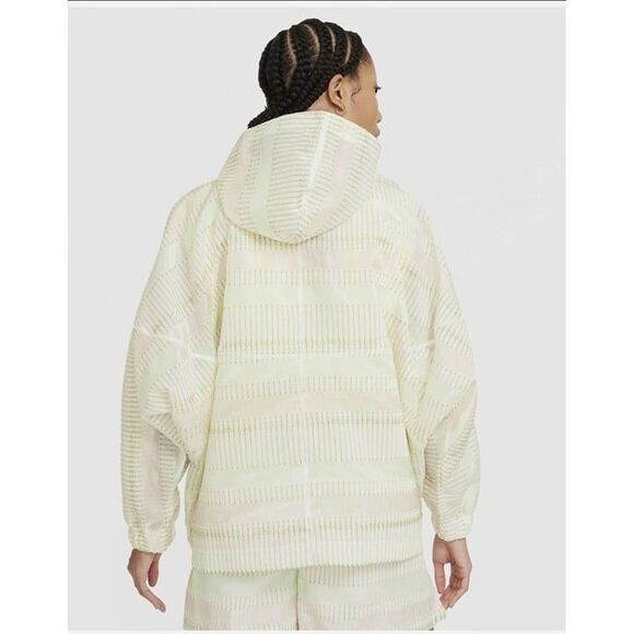 Nike Earth Day Womens Oversized Jacket Cream XL Windrunner Full Zip Hooded - Picture 5 of 10